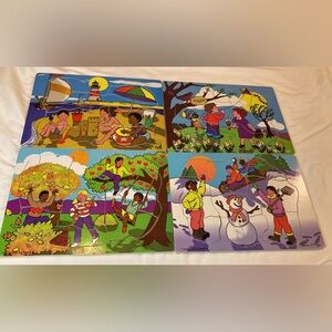 Lot of 4 Seasons Wooden Melissa And Doug Puzzles (12pcs Per Puzzle)